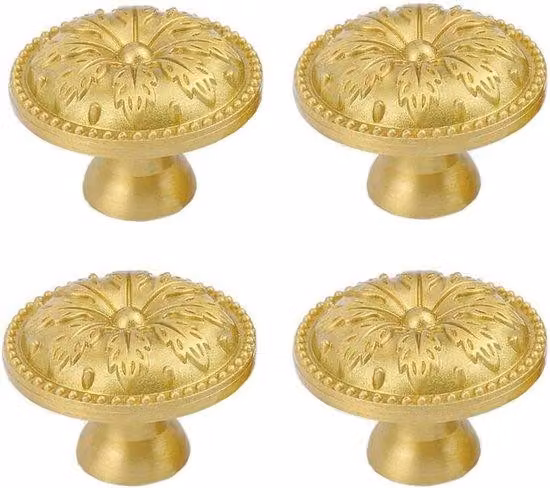 Maniglie per mobili in ottone massiccio, 4 pezzi - per ante e cassetti - viti incluse