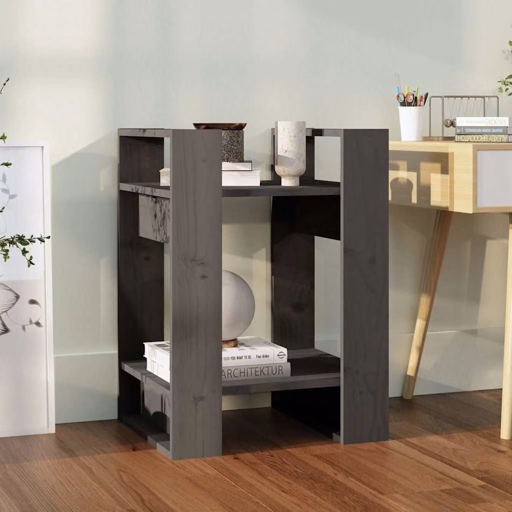 Libreria/Divisorio vidaXL in Legno Massello di Pino Grigio L: 41 cm, P: 35 cm, H: 57 cm