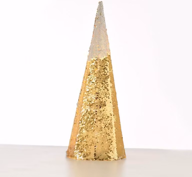 ACA Lighting albero decorativo a cono oro champagne + bianco 35 WW LED batteria 3xAA, IP20 w.27.5x90cm X1135118