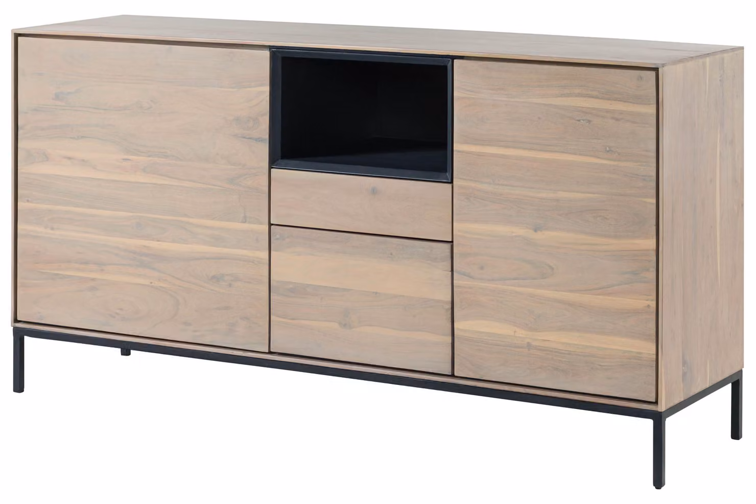 MASSIVMOEBEL24 | credenza in legno di Acacia 160x45x85 grigio-bianco laccato CHICAGO #04