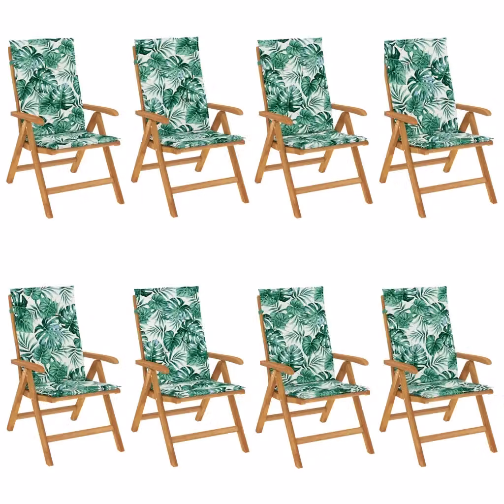 Set di 8 sedie pieghevoli reclinabili con cuscini in legno di teak verde vidaXL – 2