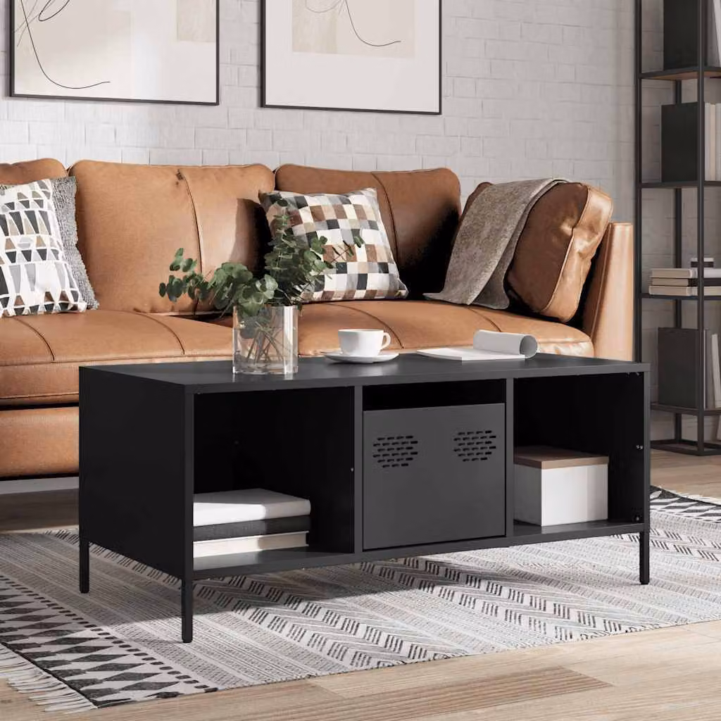Maison Exclusive - Tavolino nero 101,5x50x43,5 cm Acciaio laminato a freddo