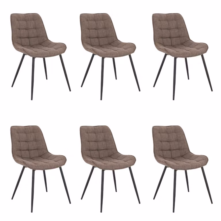 Home Deluxe - Sedia imbottita IKALO set di 6 - colore: grigio / marrone - imbottitura morbida, carico massimo 120 kg I Sedia da cucina Sedie da pranzo Sedie da sala da pranzo
