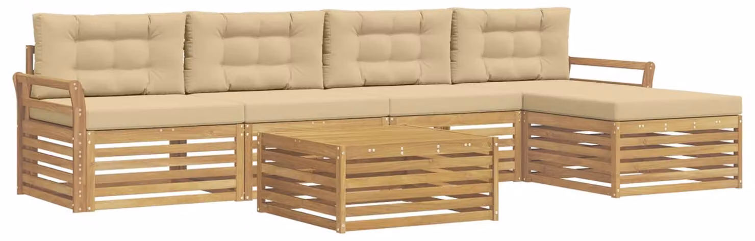 Set di divani da esterno, 6 pezzi, colore beige, dimensioni 79 x 79 x 37 cm