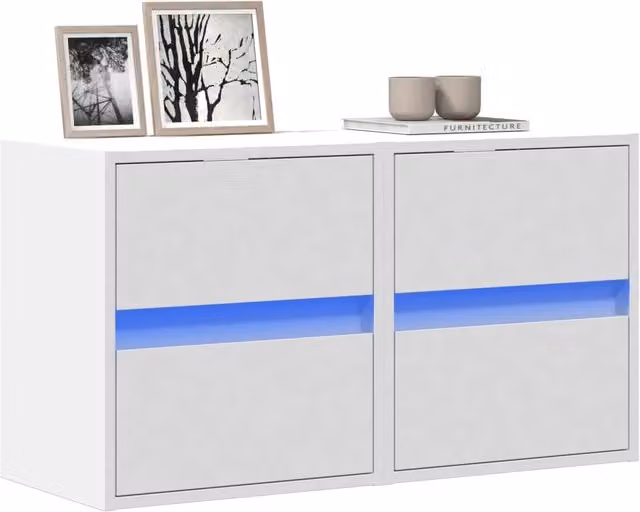 Mobili TV a Parete con Luci LED 2pz-Set di 2 Credenza per TV sospesa Bianchi 40x30x40 cm 136423
