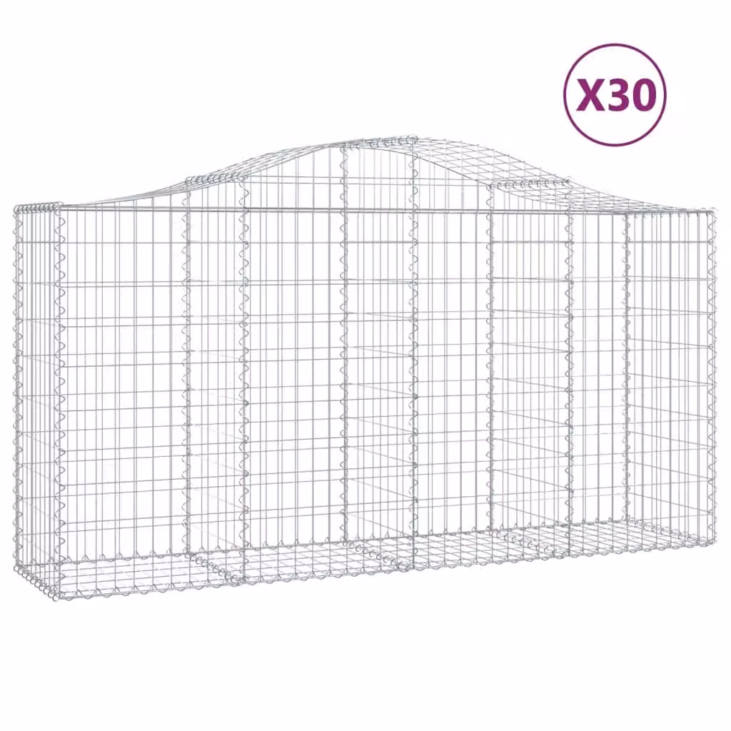 Cesti Gabbioni ad Arco 30 pz 200x50x100/120 cm Ferro Zincato
