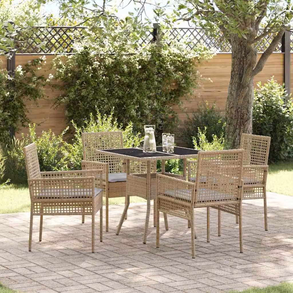 Maison Exclusive - Set da Pranzo per Giardino 5 pcs Beige polyrattan
