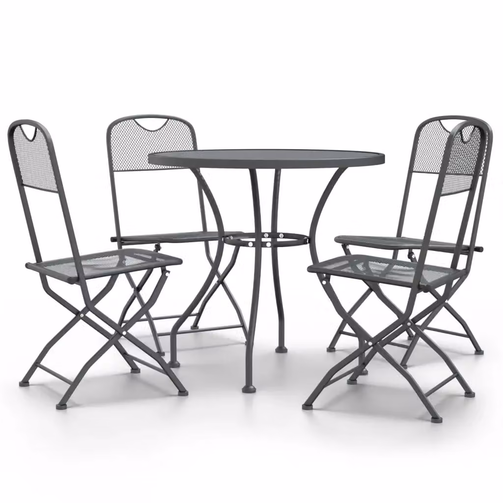 Set da pranzo da giardino moderno vidaXL in acciaio verniciato antracite con tavolo rotondo e 5 sedie – 2