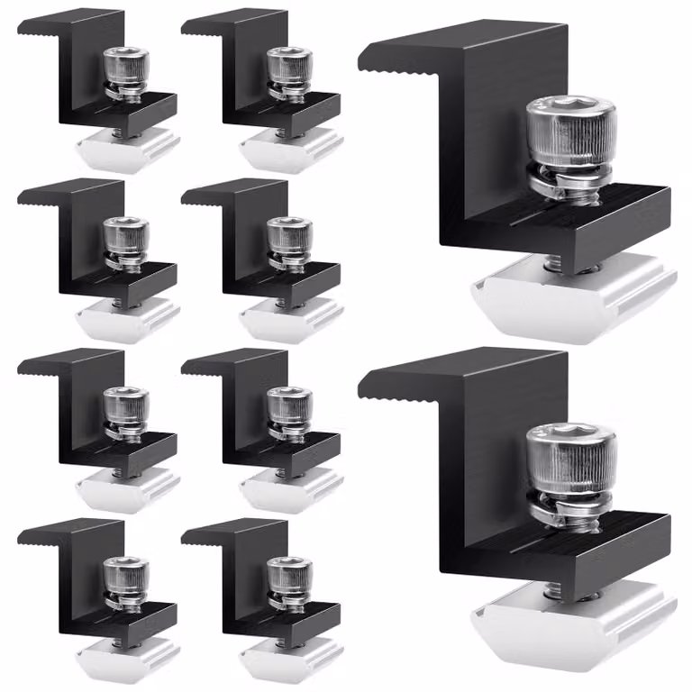 Morsetto finale da 30 mm, colore nero, confezione da 10 pezzi, supporto a forma di "Z" per moduli fotovoltaici