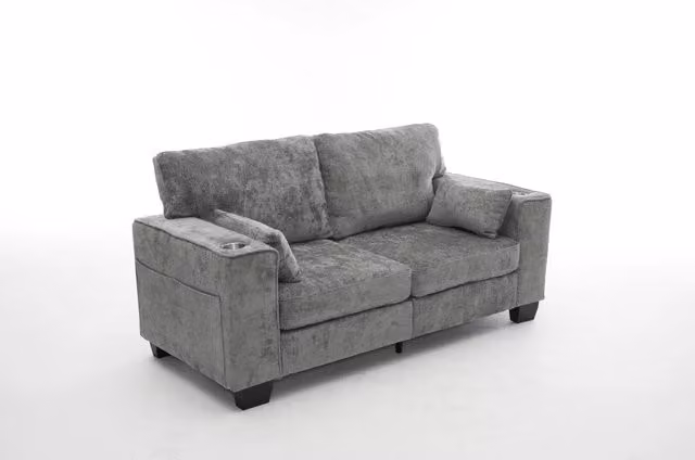 Divano due posti moderno in tessuto chenille 182 cm con seduta extra profonda e struttura in legno
