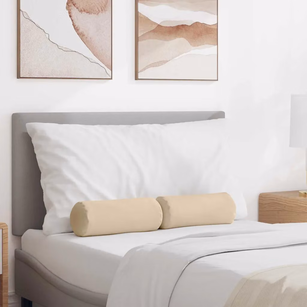Set di 2 cuscini a rullo vidaXL in microfibra beige, Ø 15 x 40 cm
