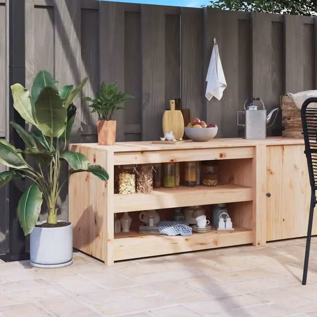 Mobile da Cucina da Esterno-Armadio da cucina 106x55x64 cm Legno Massello di Pino