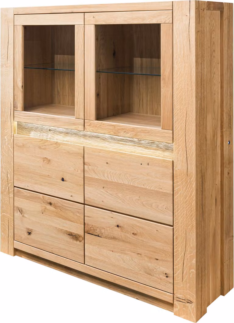 MASSIVMOEBEL24 | Credenza in legno di quercia selvatica 123x40x142 oliato beige KENT #204
