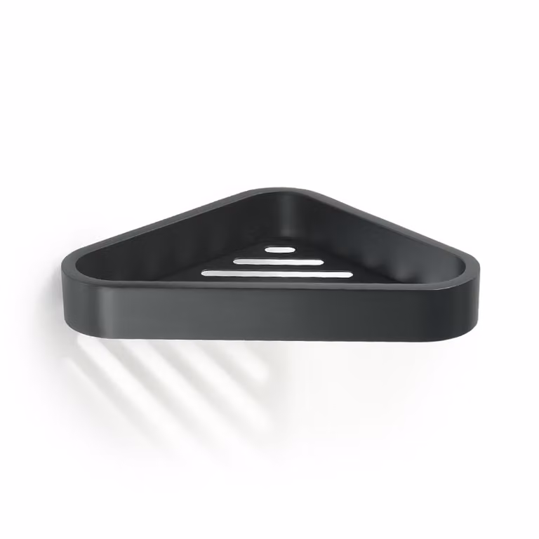 Portaoggetti angolare per doccia da muro in ottone, acciaio inox AISI 304 e Cromall 3283 Gedy serie OUTLINE Nero Opaco