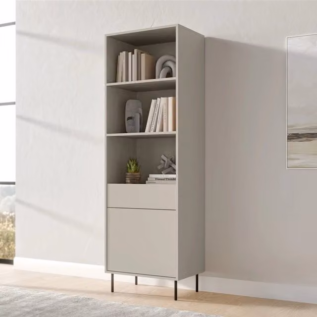 Libreria con un cassetto DMORA Pioraco, Beige, L: 60 cm, P: 39 cm, H: 184 cm