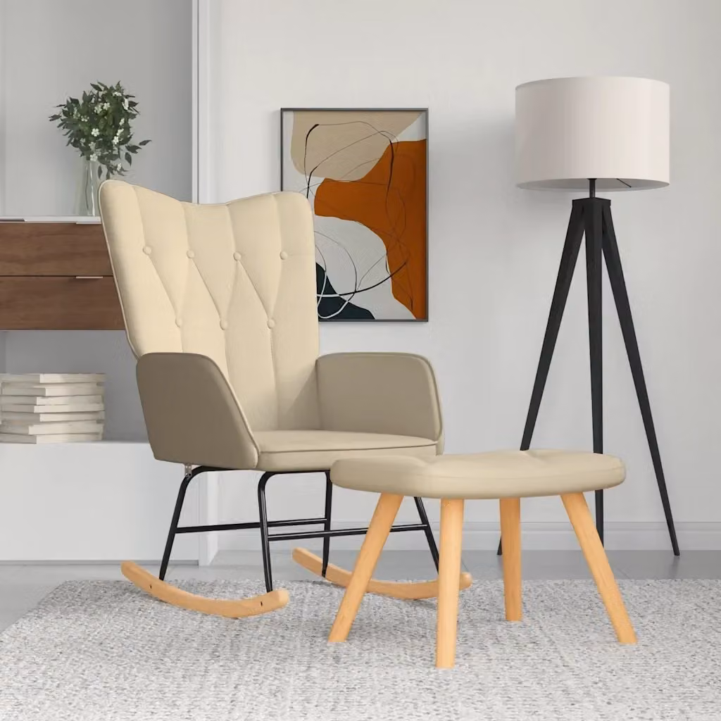 Poltrona Relax Recliner con Poggiapiedi Integrato in Tessuto Beige e Struttura Mista – 2