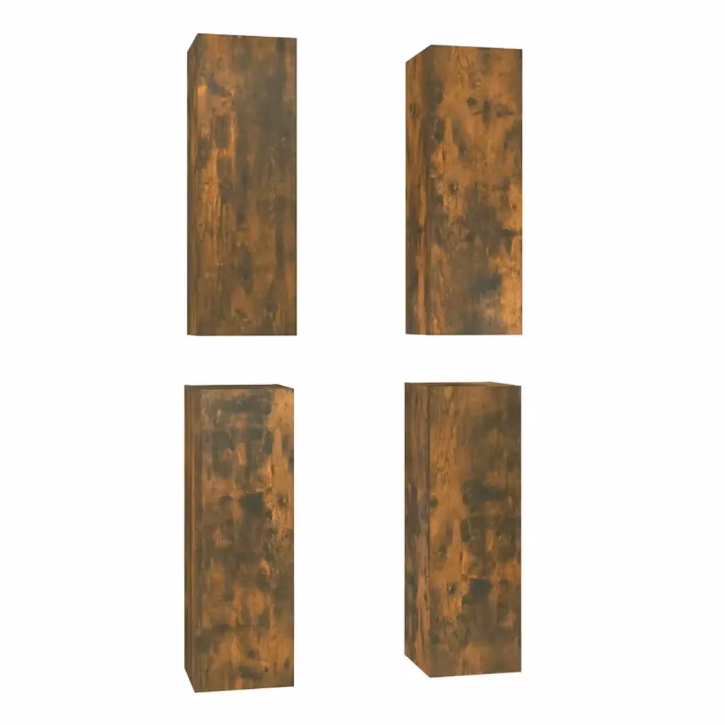 Set di 4 mobili TV moderni vidaXL in legno e MDF color rovere fumo per soggiorno, sospesi a parete, L/P/H: 30,5 x 30 x 90 cm – 2