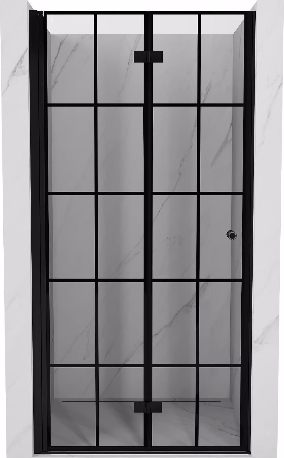 Mexen Mist-F porta doccia pieghevole sinistra 75 cm, griglia nera, nero - 8A6-075-000-70-77-L