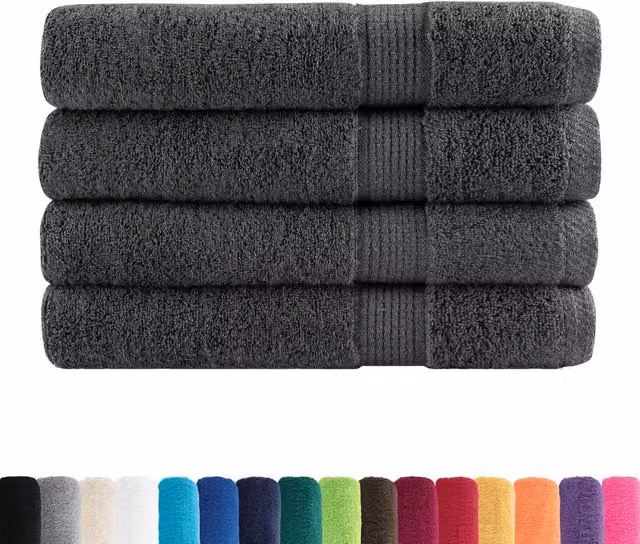 Set di 4 asciugamani in cotone Soluna colore antracite, spugna morbida 600 g/m2, L: 100 cm, P: 200 cm