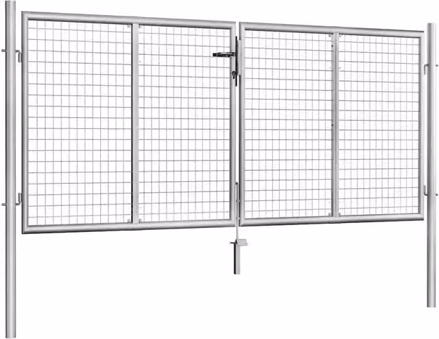 Cancello da Giardino in Acciaio Zincato 306x100 cm Argento 144762