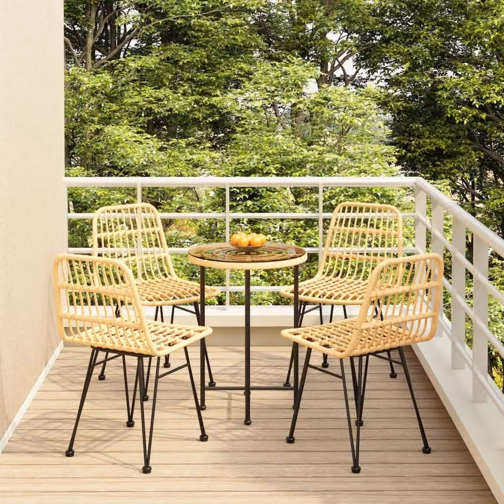 The Living Store Set da pranzo da 5 pz. Set da pranzo da giardino Poly Rattan