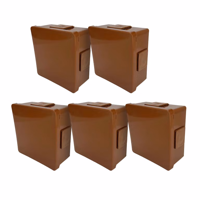 5x scatola da incasso 86x86x40mm IP55 4 ingressi con gommini a scatto marrone VP-01 EDO777906 EDO Technic