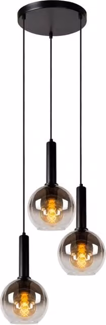 Lampada a sospensione 3 sfere fumé nere E27 Lucide