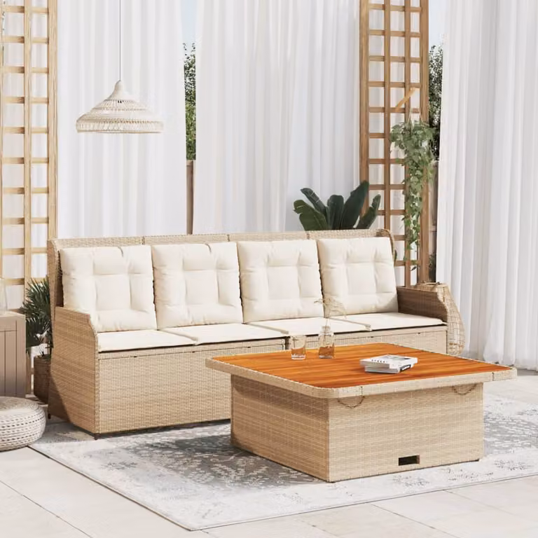 Maison Exclusive - Set Divano da Giardino 3 pz con Cuscini Beige in Polyrattan