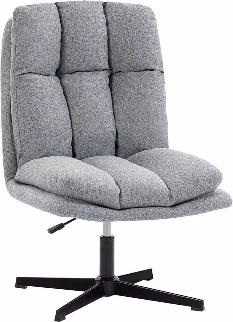 Poltrona girevole HOMCOM per salotto con effetto lino, Grigio chiaro