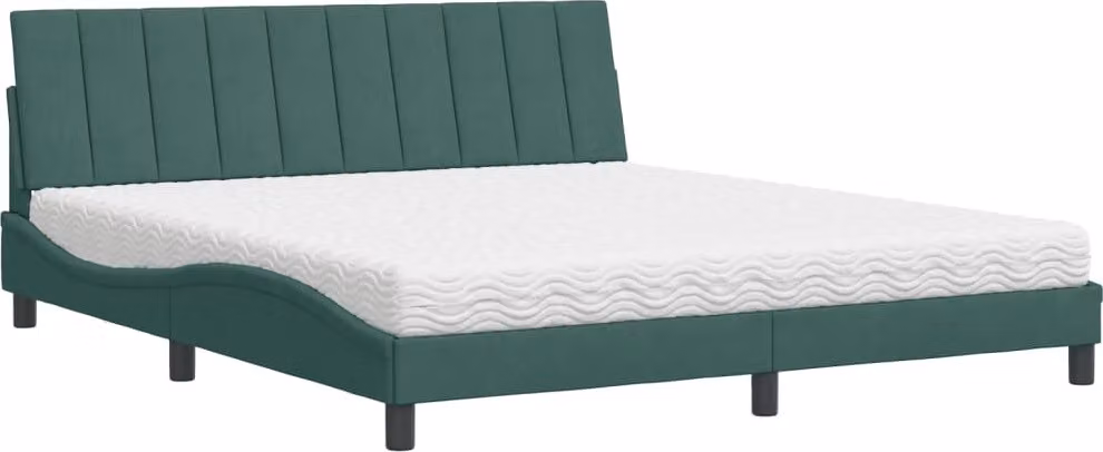 Letto con Materasso Hanko Verde Scuro 180x200 cm in Velluto
