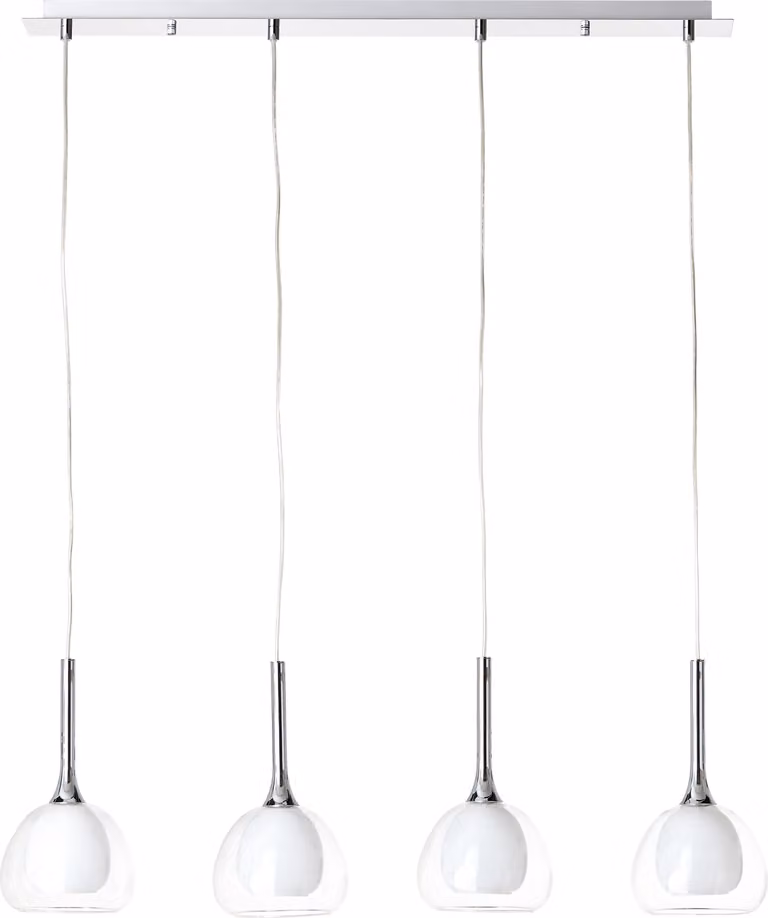Lampada brillante Hadan a sospensione 4flg cromo/bianco-trasparente | 4x D45, E14, 40W, adatto per lampade a goccia (non incluse) | regolabile in altezza / cavo accorciabile