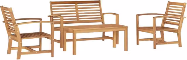 Set Salotto da Giardino Moderno in Legno di Teak Solido Marrone con 4 Pezzi e Cuscini Inclusi