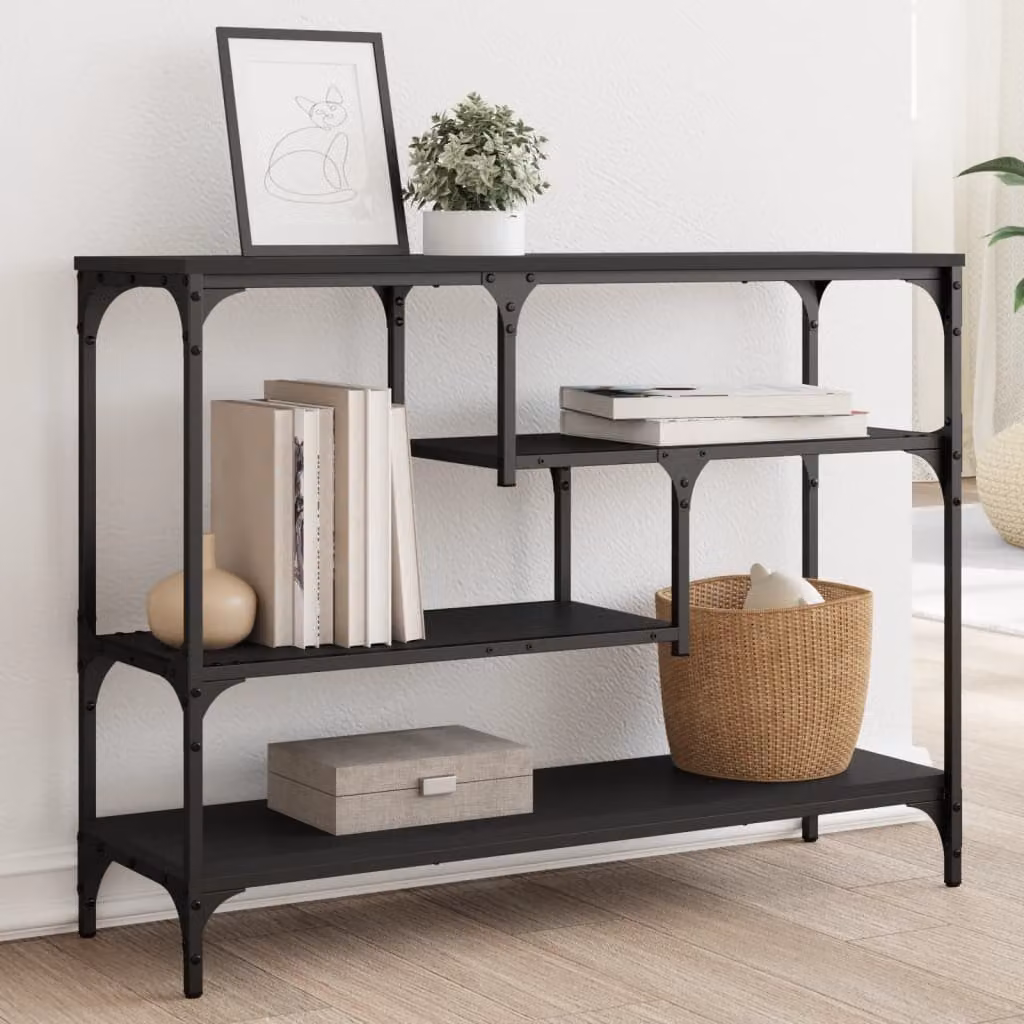 vidaXL Tavolino Consolle Nero in Legno e Metallo, L 100 x P 30 x H 75 cm
