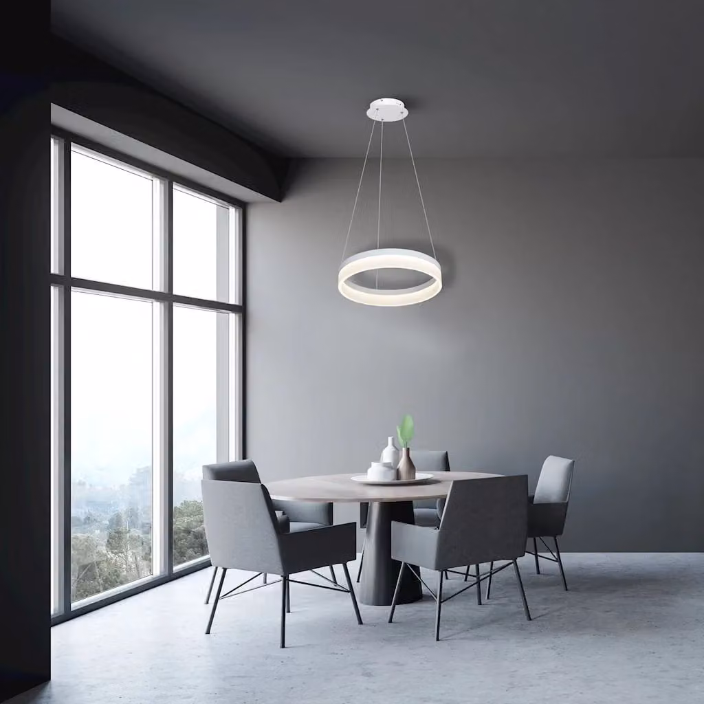 Lampada a sospensione LED Milagro Ring bianca con diametro di 40 cm, 24W e luce bianca fredda 4000K – 2