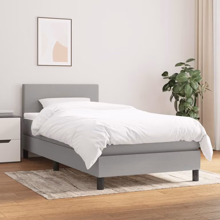 vidaXL Giroletto a Molle Ibrido con Materasso in Tessuto Grigio e Bianco L/P/H: 200 x 80 x 30 cm
