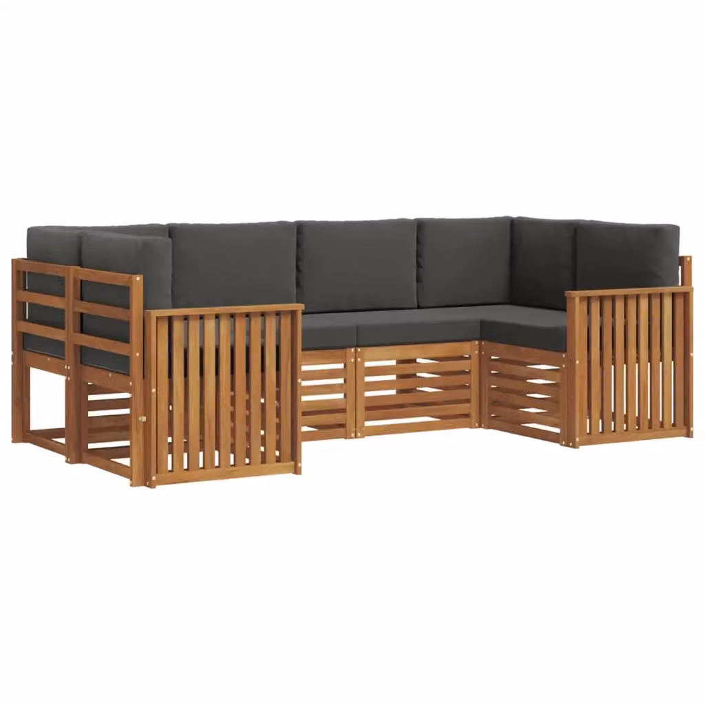 Set di divani da esterno a L vidaXL in legno di acacia con cuscini beige e antracite – 2
