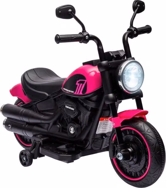 Moto Elettrica Bambini 18-36 Mesi ¨C Xylo ¨C 6V Rosa con Faro e Ruote Ausiliarie
