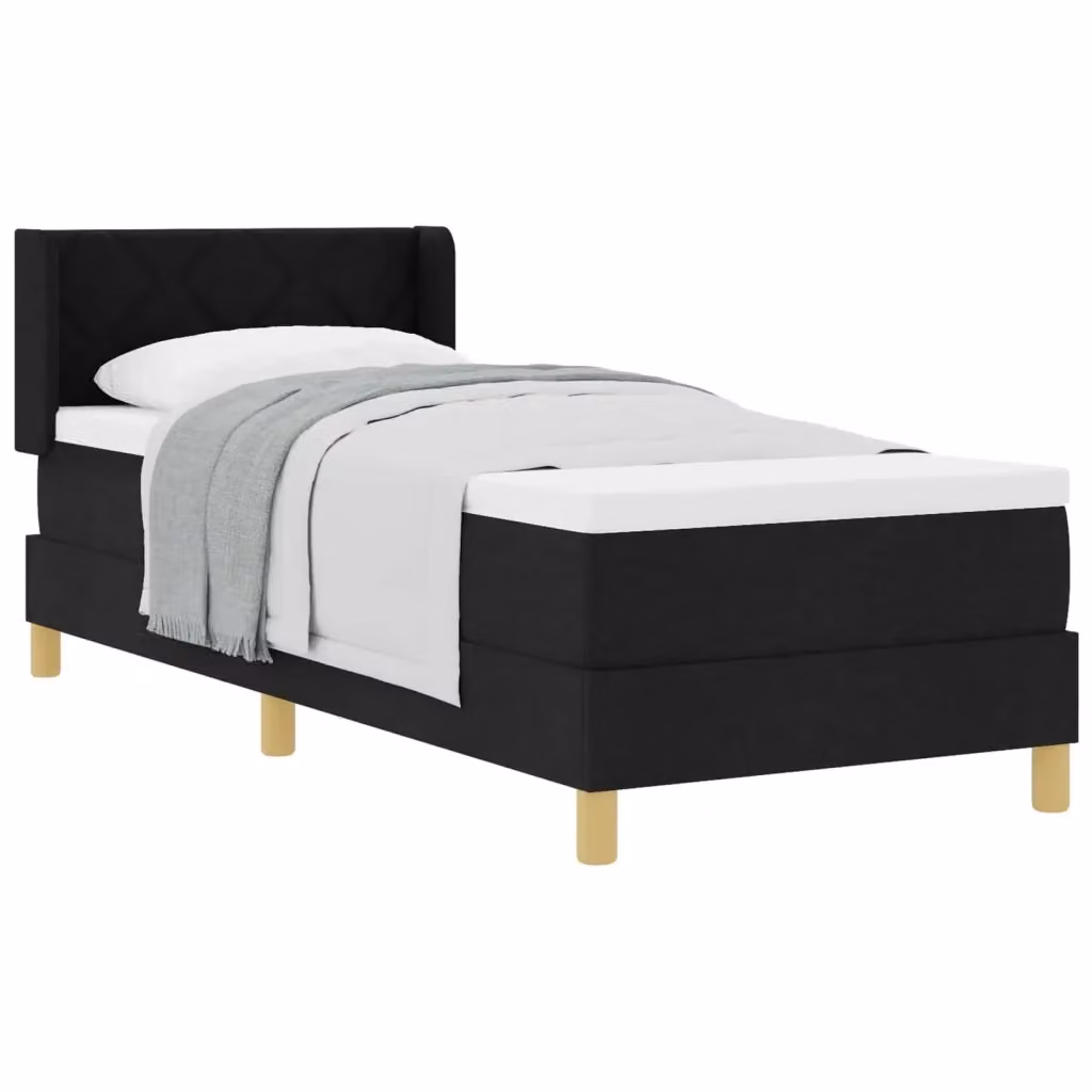 Letto a molle moderno vidaXL con testiera in tessuto nero L 200 cm x P 80 cm – 2