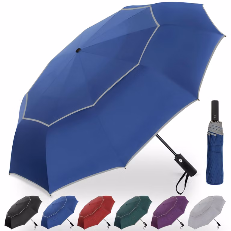 Ombrello da golf, 137/150 cm, con 10 stecche, resistente al vento e impermeabile, apertura automatica, ideale per viaggi