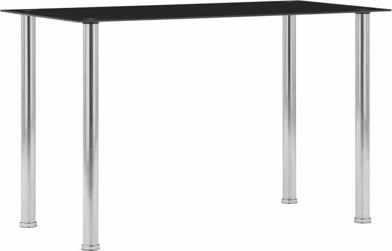 The Living Store Tavolo da pranzo nero 120 x 60 x 75 cm in vetro temperato