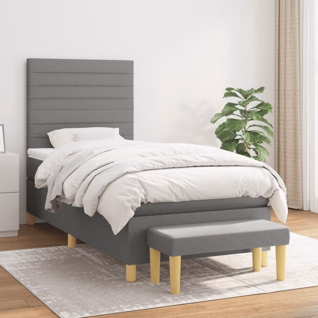 Maison Exclusive - Giroletto a Molle con Materasso Grigio Scuro 80x200 cm Tessuto