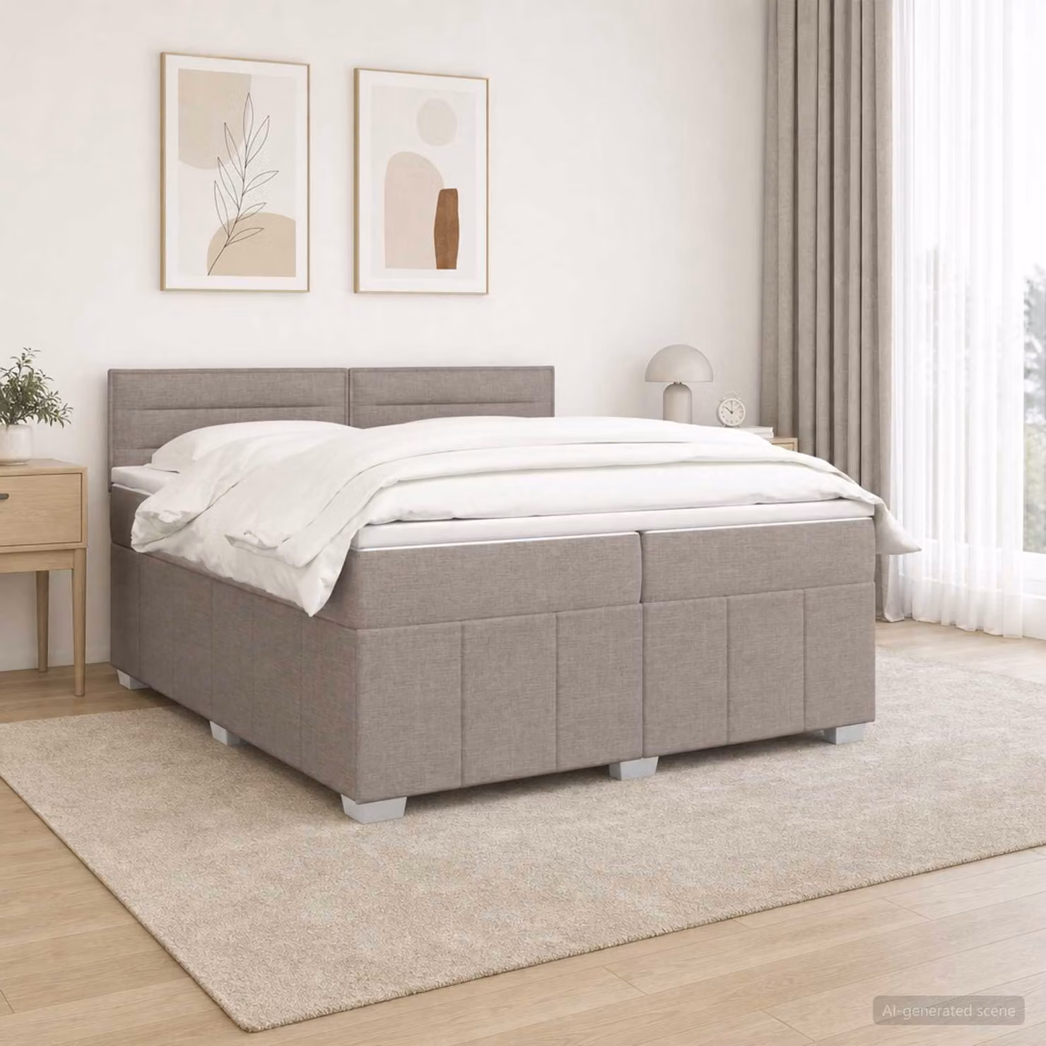 Letto box spring con materasso ibrido vidaXL in tessuto, L/P/H: 200 x 200 x 76,5 cm