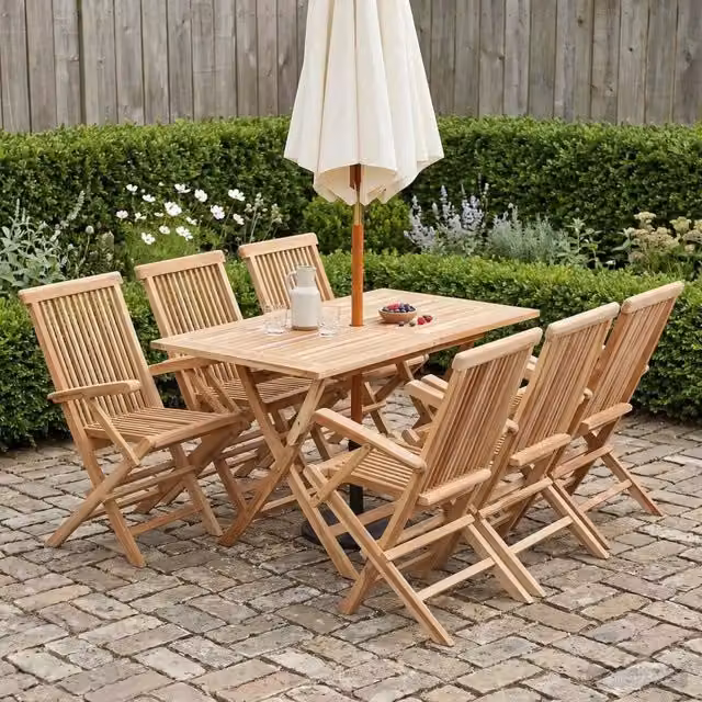 Set di Mobili da Giardino 7 pz Naturale Legno di teak solido 3418861
