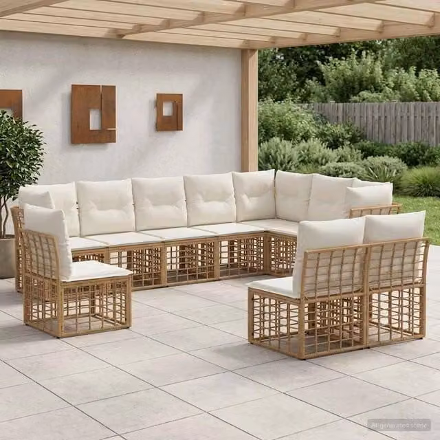 Set di divani da esterno Naturale Poliestere 3437492