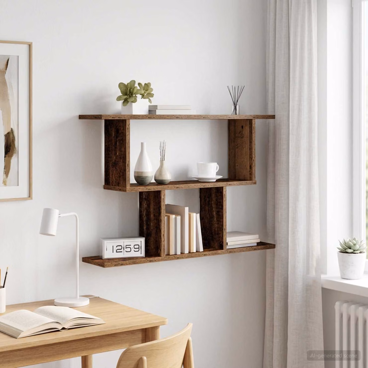 vidaXL Scaffale da parete moderno in legno color marrone L: 80 cm, P: 15 cm, H: 50,5 cm