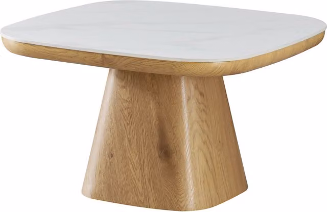 Tavolo moderno BODEN CASA VITAL in ceramica e legno, L/P: 80 x 80 cm, bianco e marrone
