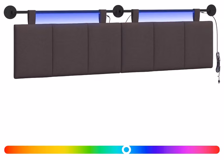 Testiera sospesa Con luce LED Marrone Scuro Tessuto