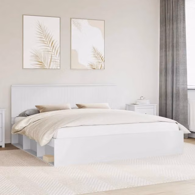 Struttura letto in pino massello bianco vidaXL L/P/H: 203 x 200 x 210 cm