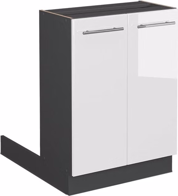 Isola cucina Vicco Fame-Line bianco lucido e antracite con base senza piano di lavoro L: 60 cm, H: 82 cm, P: 30 cm