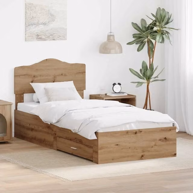 Struttura del letto con cassetto Rovere artigianale 90 x 190 cm 3413255